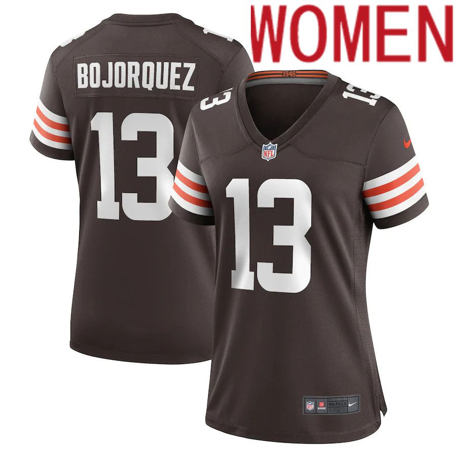 Cheap Women Cleveland Browns 13 Corey Bojorquez Nike Brown Game NFL Jersey